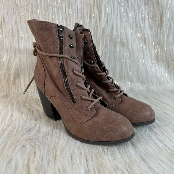 Dolce By Mojo Moxy Womens Ankle Boots Booties Brown Taupe Zipper High 10 W - Picture 4 of 9